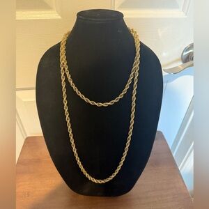 Vintage Monet Necklace Rope Twist Chain Polished Gold Tone Classy Preppy 56 Inch